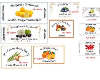 Custom rectangular labels portrait or landscape, for any use, Jam, Preserve, Chutney, homemade produce. Many sizes and Formats available.