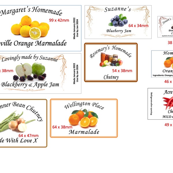 Benutzerdefinierte rechteckige Klebeetiketten für Marmelade, Konfitüre, Chutney, Marmelade Viele Größen und Formate erhältlich.