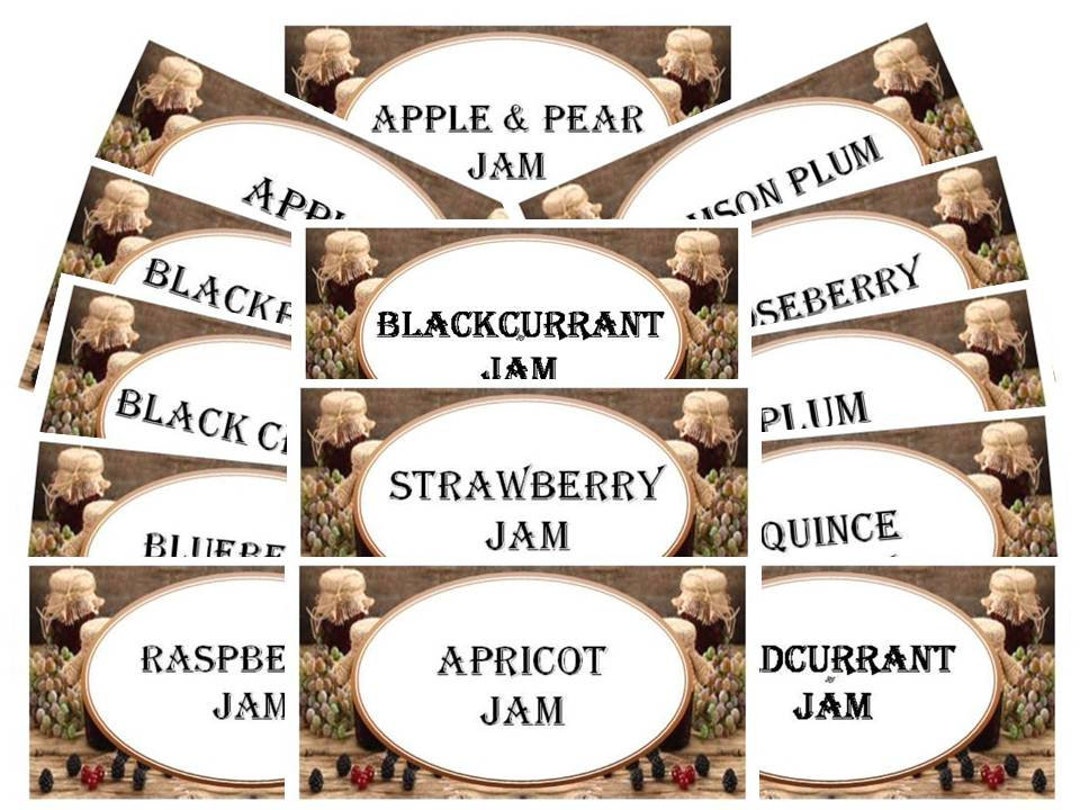 24 X Jam Jar Labels, Traditional Dark Type, Self Adhesive, Attractive ...