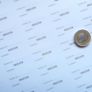 Small Freezer labels 65 per sheet. Plain or Printed. 38x 21mm