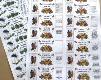 Custom Spice and Herb Adhesive Labels 99x37mm (or 70x35mm). Create your beautiful collection. Informative,  MADE TO ORDER 14 or 24 /sheet