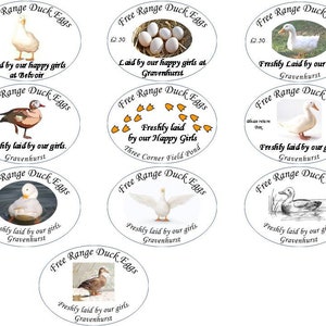 10 Oval Customised Duck egg box labels Medium 75mm x 55mm choose you image add your text