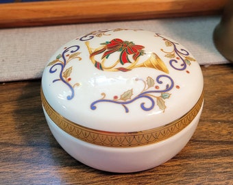 Mikasa Round Trinket Box Fine Porcelain Holiday Elegance