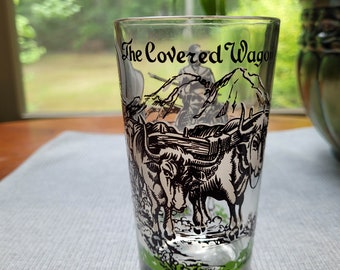 The Covered Wagon Drinking Glass Covered Wagon Cowboy Horse