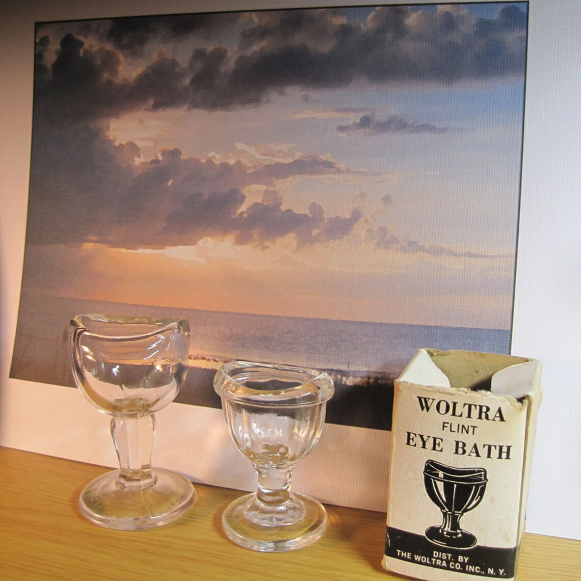 Two Vintage Clear Glass Eye Baths John Bull and A Woltra Flint Etsy