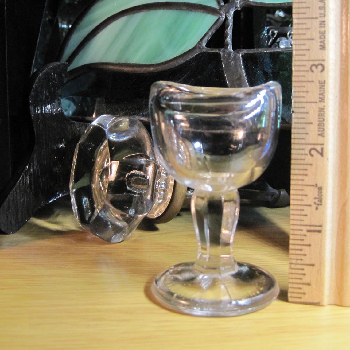 Two Vintage Clear Glass Eye Baths John Bull and A Woltra Flint Etsy