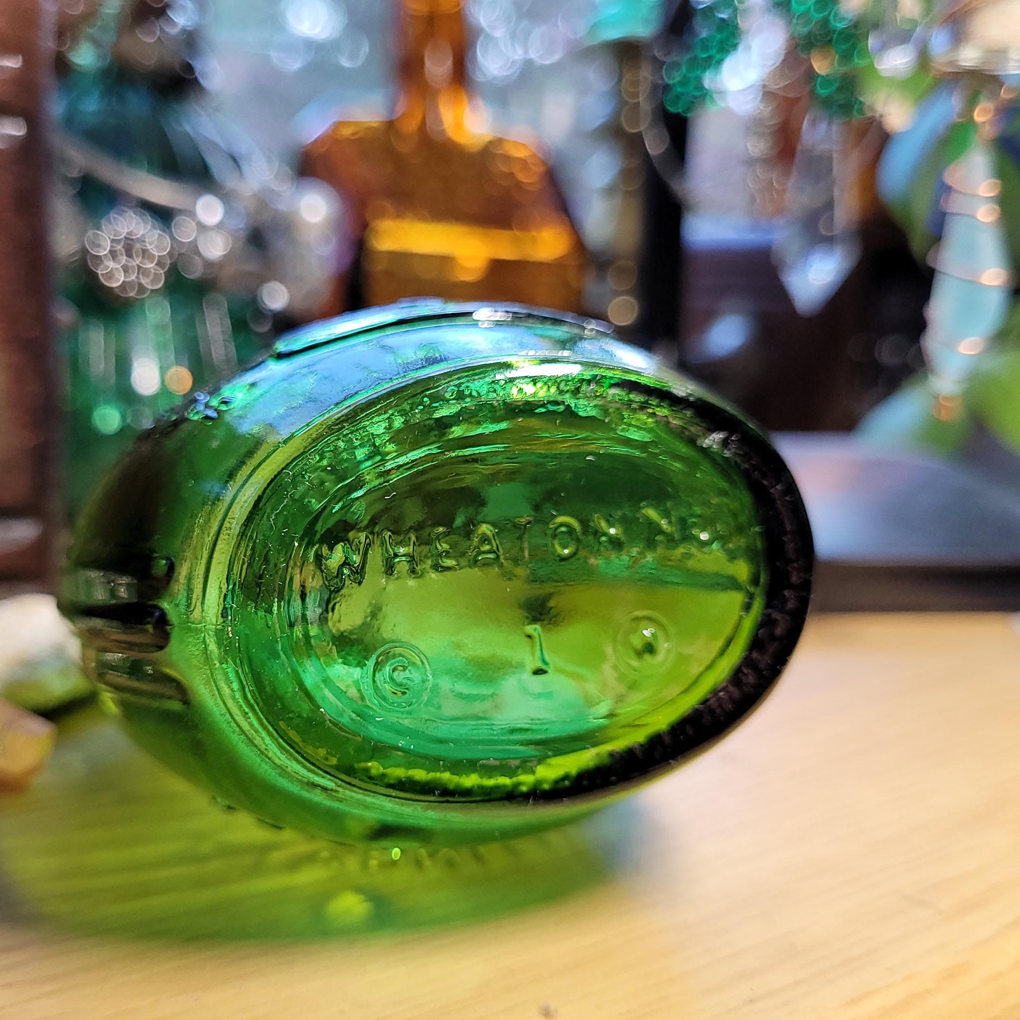 Jenny Lind Green Wheaton Glass Flask Bottle Embossed the Swedish
