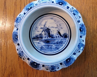 Vintage Trinket Dish Delfts Blauw Handwerks Elesva Holland