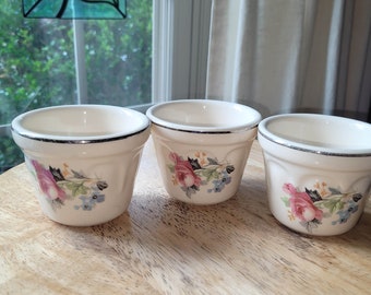 Three Vintage Custard Cups Made in USA by Universal Potteries 1940s