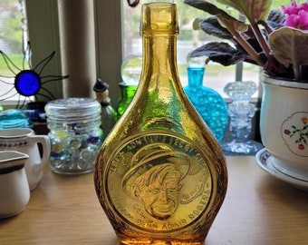 Will Rogers Vintage Wheaton Glass Bottle Amber Iridescent  Limited Edition Great Americans Series 1970s