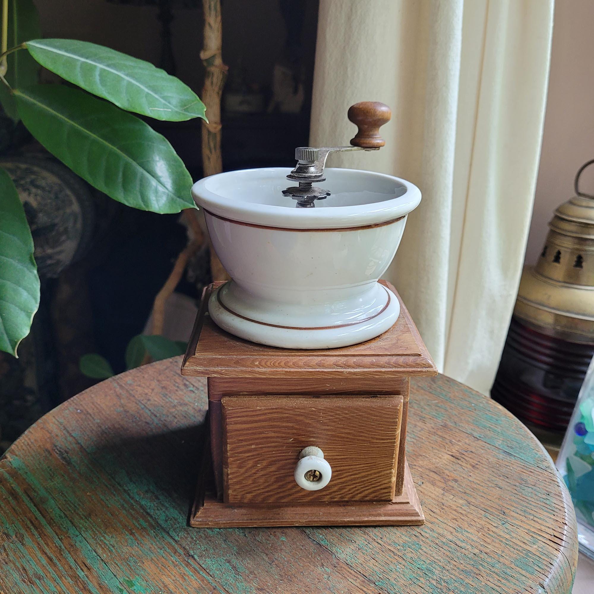 Vintage Coffee Grinder by Teleflora 1982 Porcelain Bowl Removable