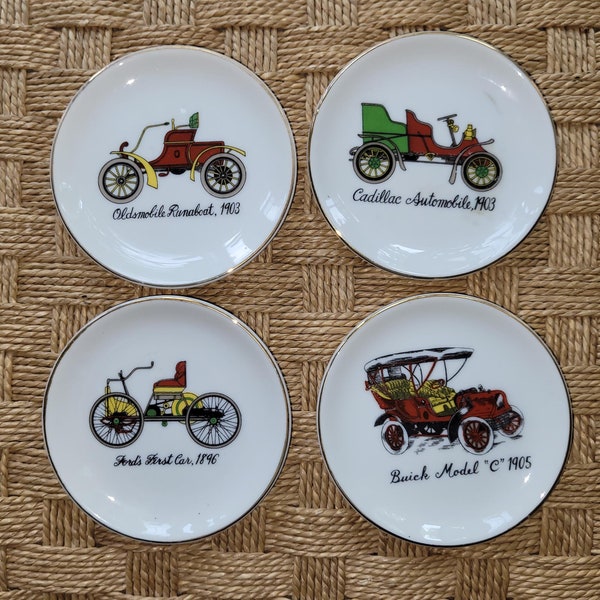 Vintage Coasters Antique Cars set of 4 Price Imports Japan 1960s