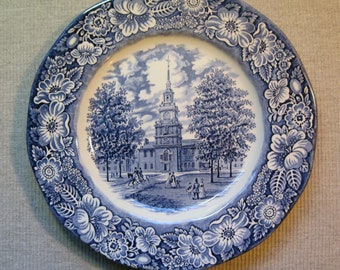 Liberty Blue Dinner Plate Independence Hall Staffordshire Ironstone Inglaterra