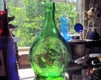 Vintage Wheaton RFK Botella Green Carnival Glass Edición Limitada Great Americans Series Robert F Kennedy
