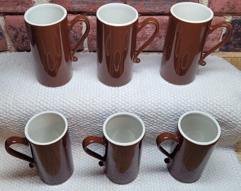 Set of Six HALL Espresso Cups in Brown #1268 Made in USA