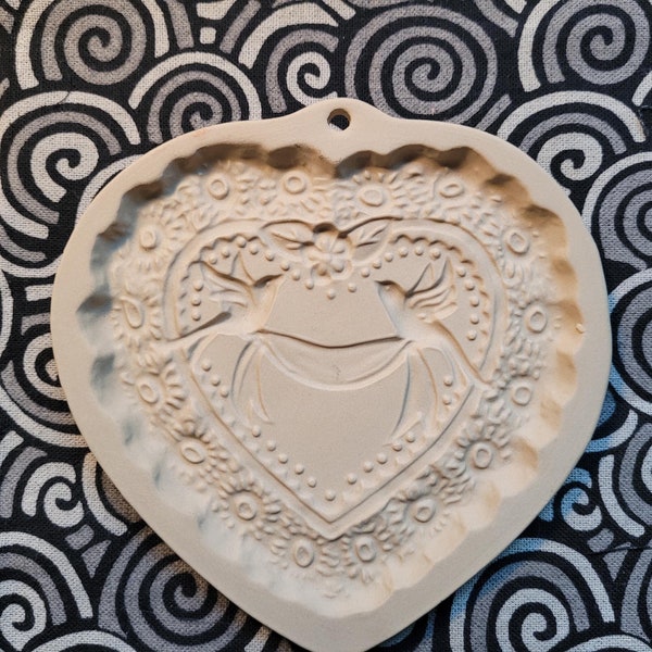 Brown Bag Cookie Art Stoneware Mold Heart Shaped 1985
