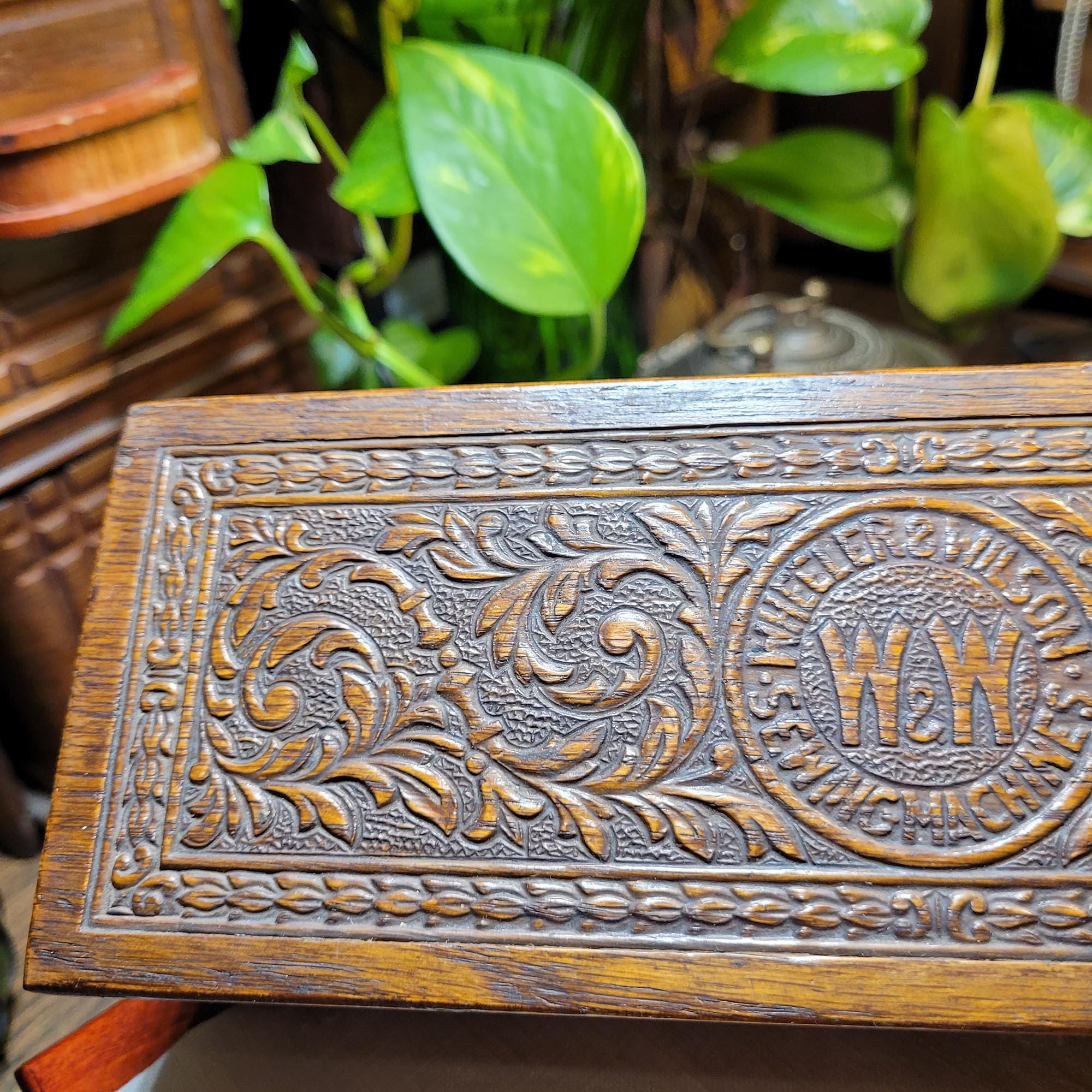Wheeler & Wilson Sewing Machine Attachment Carved Oak Box 1800s - Etsy