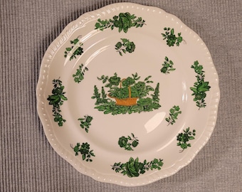 Antique Spode Copeland Green Basket 8135 Small Plates 3 Scalloped Edges 1915