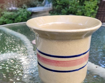 Vintage Robinson Ransbottom Pottery Roseville Ohio Blue and Red Stripes