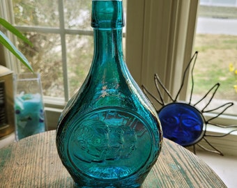 Wheaton Aqua Glass Bottle Apollo 14 Commemorative Decanter 1971