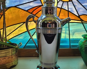 Large Chrome Plated Cocktail Shaker Pitcher 1960s