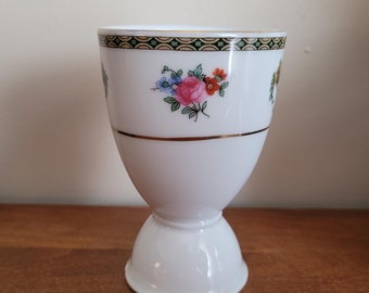 Egg Cup "The Regence" Pattern by Victoria China Czechoslovokia Features Fruit & Flowers Gold Trim Border