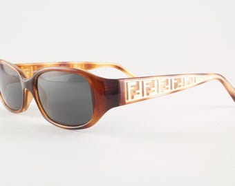 SOLD!!! Rare Authentic Fendi F983 214 53mm Tortoise Gold Rectangular Sunglasses Frames Italy