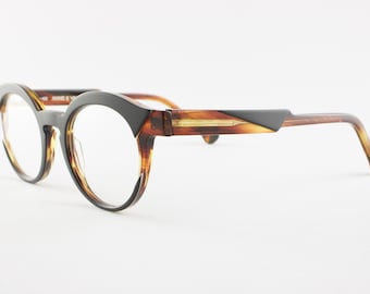 Rare Authentic Anne et Valentin NAKURU 9C01 44mm Black Tortoise Cat Eye Glasses France