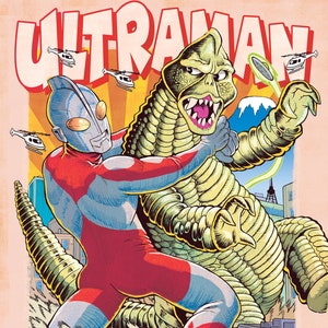 Ultraman v Red King Poster | Wall Art Decor