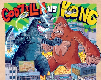 King Kong Vs. Godzilla Art Print | Kaiju Movie Poster - Etsy Israel