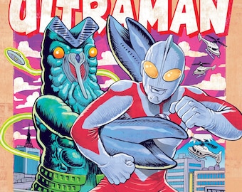 Ultraman v Alien Baltan Poster | 12x18 in Kaiju Monster Wall Art Super Sentai Japanese science fiction print
