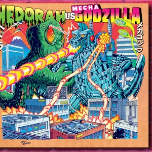 Hedorah vs MechaGdozilla Poster | 18x18 Inches Matte Finish Godzilla Kaiju Art Decor Monster