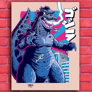 Godzilla Poster | 12x18in Kaiju Wall Art Japanese Monster Print Home decor Tokusatsu Sentai