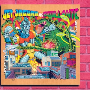 Jet Jaguar v Biollante Poster 18x18 | Godzilla Wanddeko Kaiju Monster Art Cyborg Anime Tokusatsu Sentai Japanischer Druck