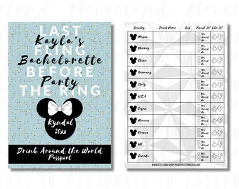 EPCOT Drink or Snack Around the World Passport | Blue | Bachelorette Party Edition | MICKEY or MINNIE | Eat Around the | Pub Crawl