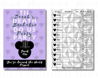 EPCOT Drink or Snack Around the World Passport | Haunted Mansion Bachelor Party Edition | MICKEY or MINNIE | Disney Wedding | Engaged