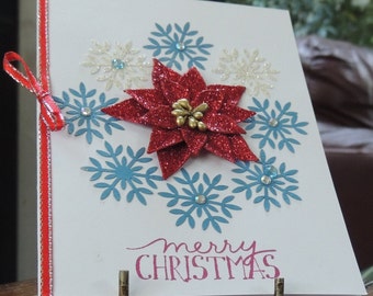 Poinsettia Christmas: handmade Christmas card