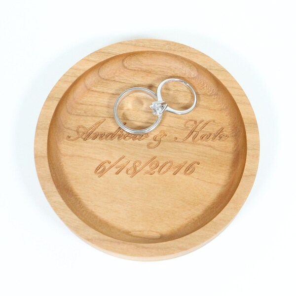 Personalized  Cherry  Ring Dish, Custom Engraved Jewelry Organizer Tray, Anniversary Gift, Wedding Engagement Gift, Wedding Party Favor