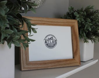 Solid White Oak Tabletop Picture Frame for 5x7 Photos – Minimalist Modern Design, Great Gift for Home or Office