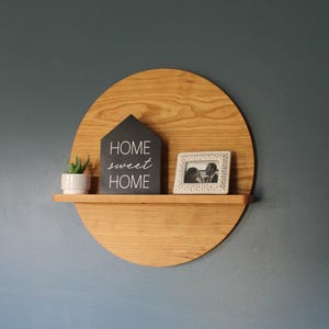 Cherry Wood Round Wall Shelf: Varied Sizes, Decorative Floating Display for Home Décor, Plants, Art, Organization