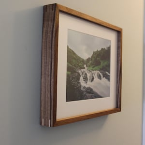 Walnut Gallery Wood Picture Frame, Premium Acrylic, Solid Hardwood Display for Photos Posters or Art Prints, Handmade Thin Minimalist Design