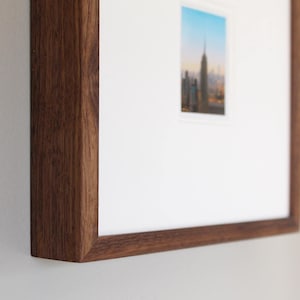 Walnut Gallery Picture Frame for Instant Mini Film, Handmade 8x8 Wood Frame for the Popular 2x3 Mini Instant Photos