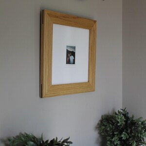 White Oak Instant Mini Film Picture Frame, Solid Hardwood Display 8x8 Frame Matted to 2x3, Handmade Thin Minimalist Design