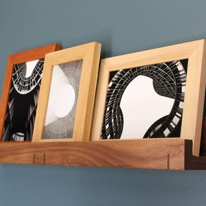 Handmade Walnut Wood Floating Picture Frame Shelf, Walnut Floating Ledge, Minimalist Wall Display for Home Organization