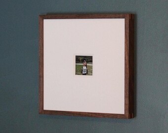 Square Instant Film Walnut Frame, Minimalist Wall Hanging Frame for Home and Office Decor, Unique Handmade Gift for Photo Enthusiasts