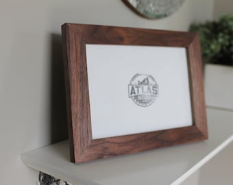 Solid Walnut Hardwood Tabletop Frame for 5x7 Photos – Modern Minimalist Design, Great Gift for Home, Office, or Desk