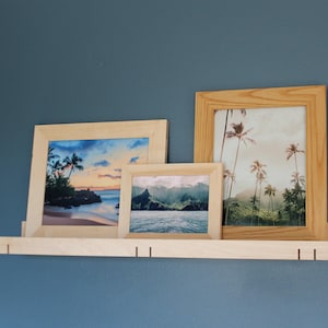 Handmade Maple Wood Floating Picture Frame Shelf - Minimalist Wall Display
