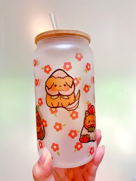 Kawaii Dog Puppy Frosted Can Glass Cup Kawaii Cup Frosted 