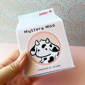 Mystery Moo Cow Keychain and Sticker Blind Box | Kawaii Blind Bag Toy