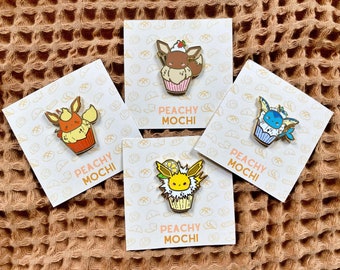 Eeveelution Eevee Cupcake Enamel Pin (Kawaii Anime Gamer Inspired Hard Enamel Pin)